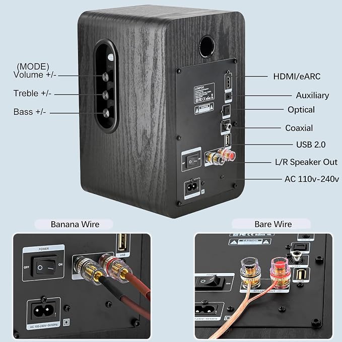 LONPOO Powered Bookshelf Speaker, Active Near Field Studio Monitor - Image 5