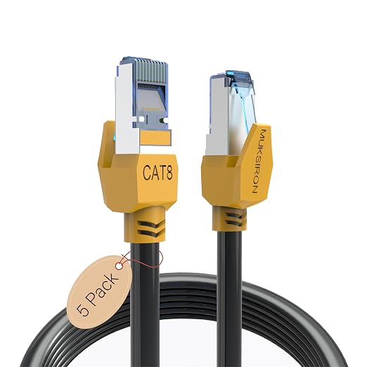 Cat 8 Ethernet Cable 6 ft 5 Pack, 40Gbps High Speed Gaming Network Cable by MUKSIRON