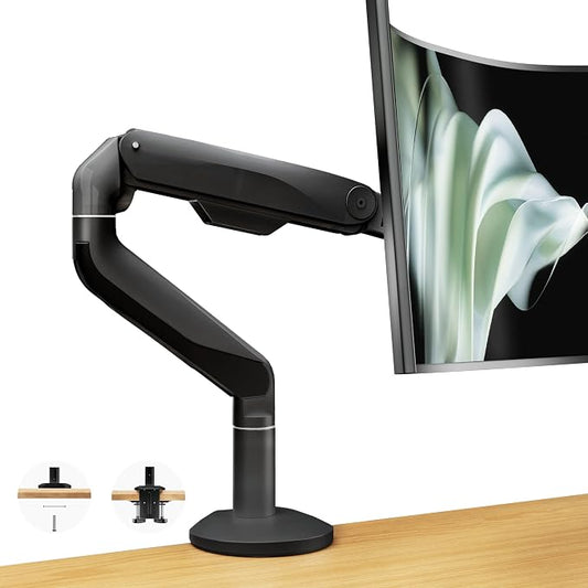 Ultrawide Single Monitor Mount, Adjustable Gas Spring Monitor Arm by Ergounion