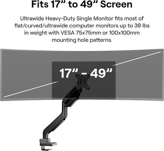 Pixio PS2S Ultrawide Heavy-Duty Premium Single Monitor Arm Stand Desk Mount - Image 2