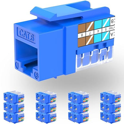Rapink RJ45 Keystone Jack Cat6 10G Support, Keystone Jacks UTP 25 Pack by Rapink