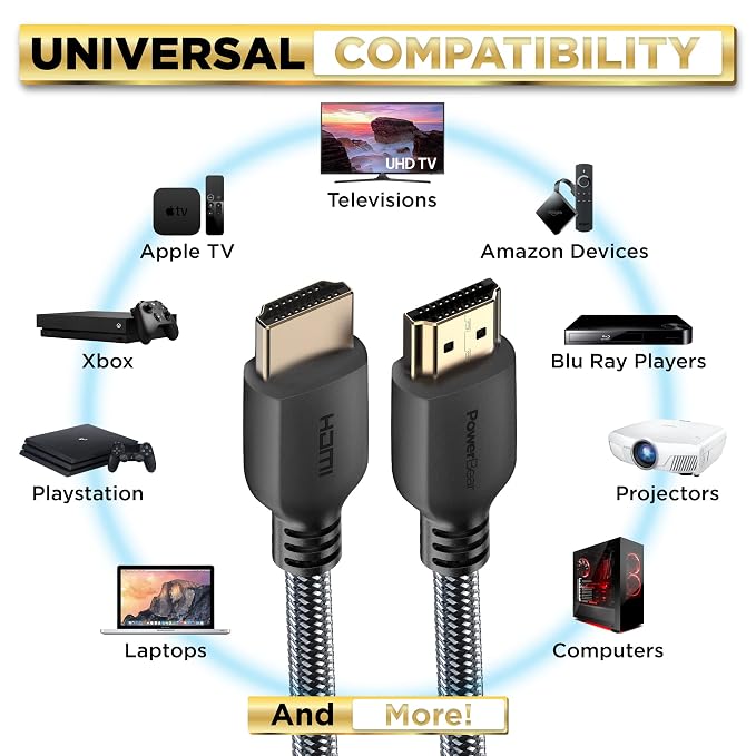 PowerBear 4K HDMI Cable 30 ft | High Speed Hdmi Cables, Braided Nylon & Gold - Image 5