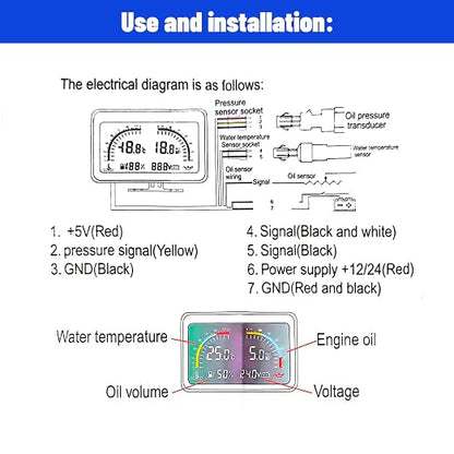 4-in-1 Auto Car LCD Meter Digital Oil Pressure Voltage Water Temperature Fuel - Image 6