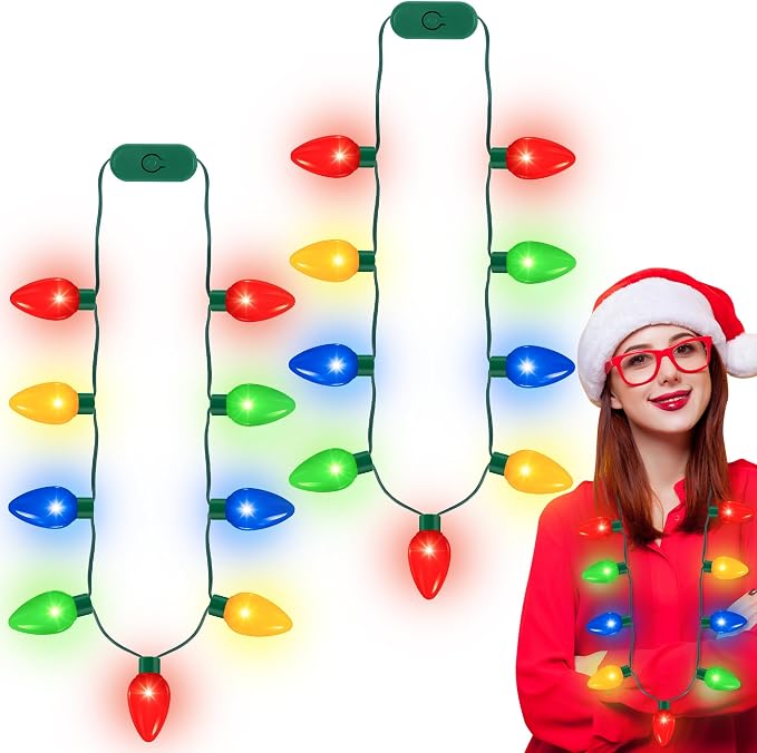 QZYL 100 Pack Christmas Light Necklace, 40 In Colorful Christmas Necklaces by QZYL