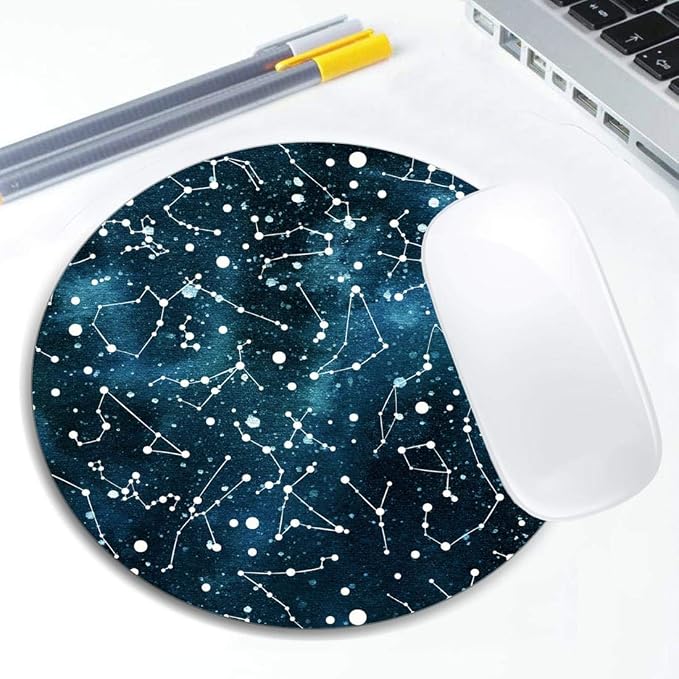 Cool Blue Galaxy Night Sky Pattern Mouse Pad Round Non-Slip Rubber Mousepad - Image 5