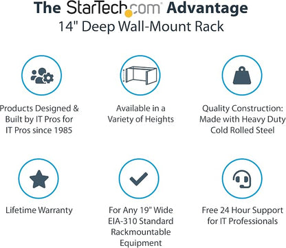 StarTech Wall Mount Rack with Shelf and Power Strip - Image 3