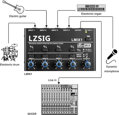 LZSIG Mini Audio Mixer, Stereo Line Mixer - Image 8