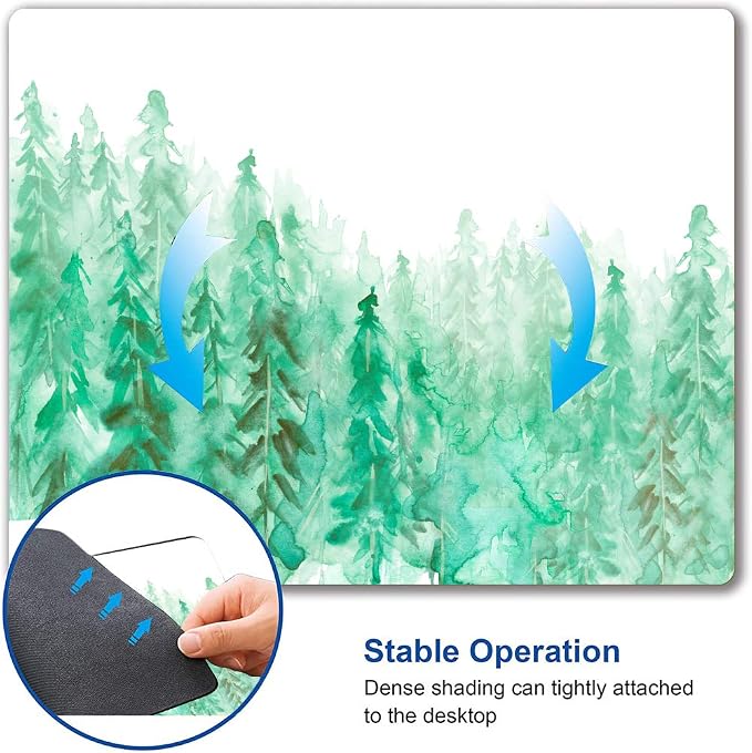 Green Forest Mouse Pad, Watercolor Trees Mouse Pad, Gaming Mouse Mat Square - Image 6