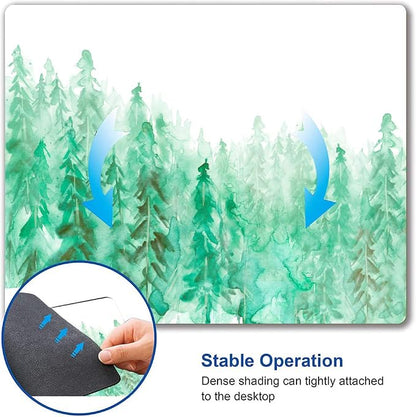 Green Forest Mouse Pad, Watercolor Trees Mouse Pad, Gaming Mouse Mat Square - Image 6