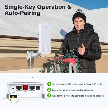 Adalov Wireless Bridge, 3KM 5.8G Point to Point Outdoor CPE, Long Range WiFi - Image 2