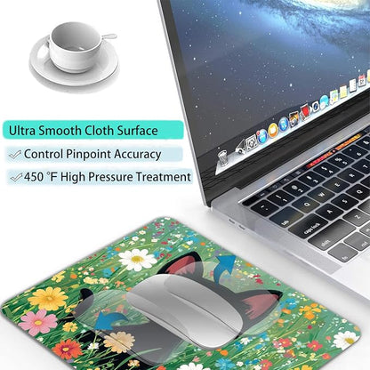 Cute Black Cat Floral Custom Mouse Pad - Image 4