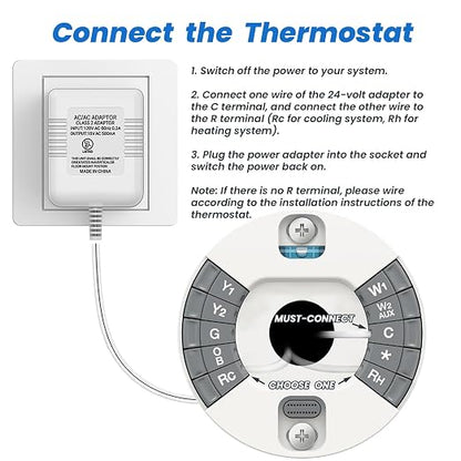 UL Certified Thermostat C Wire 24V Transformer, Wyze Thermostat and Most - Image 3