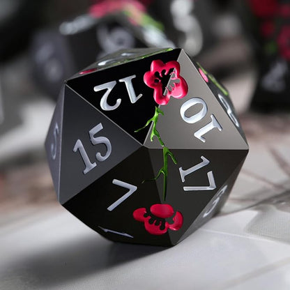 Metal Dice Set D&D, DNDND 7 PCS Flower Metallic DND Dice Set - Image 4