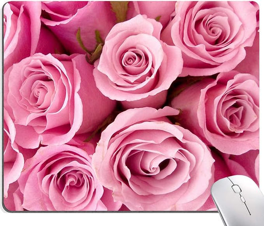 IMAYONDIA Pink Rose Mouse Pad, Waterproof Non-Slip Rubber Base Mouse Pad by IMAYONDIA
