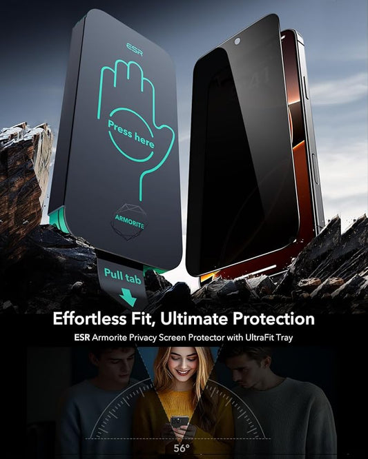 ESR 3 Pack 9H+ Glass for iPhone 16 Pro Max Privacy Screen Protector, Armorite - Image 2