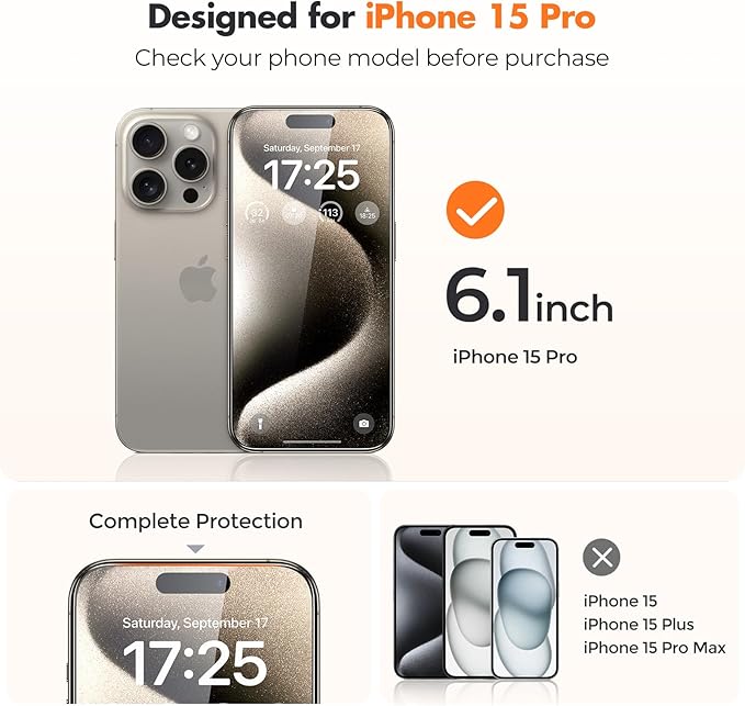 UNBREAKcable Screen Protector for iPhone 15 Pro, Shatterproof Tempered Glass - Image 2