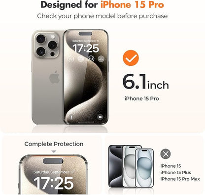 UNBREAKcable Screen Protector for iPhone 15 Pro, Shatterproof Tempered Glass - Image 2