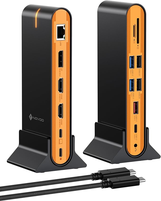 NOVOO 15-in-1 Vertical/Horizontal USB C Docking Station Triple Monitor – - Image 8