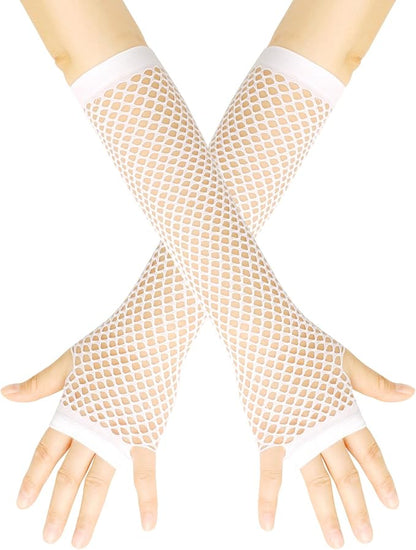 Seeksmile Women's Girls 80's Theme Party Emo Fingerless Arm Fishnet Gloves by Seeksmile