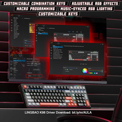LINGBAO K98 Wireless Mechanical Gaming Keyboard, Tri-Mode BT5.0/2.4GHz/USB-C - Image 7