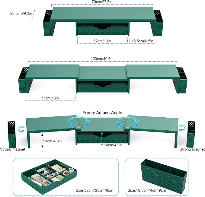 Spacrea Metal Desk Organizers and Accessories, Dual Monitor Stand Riser - Image 5