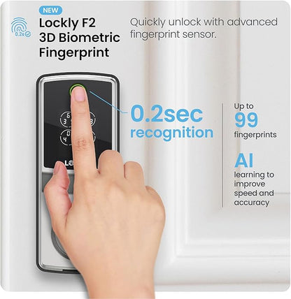 Lockly Secure Pro Smart Lock, 0.2s AI Fingerprint Door Lock, Patented PIN Genie - Image 4