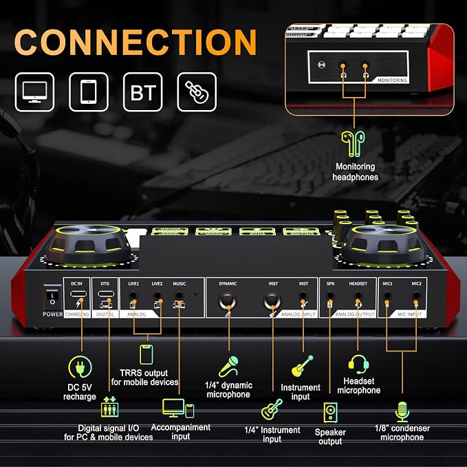 Audio mixer, suitable for live streaming, and gaming on computers/phones; - Image 7