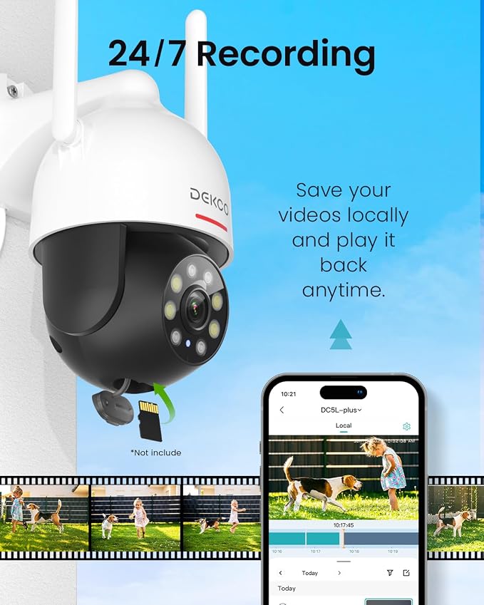 DEKCO 2K WiFi Surveillance Security Camera Outdoor/Home/Dome, Pan-Tilt 360° View - Image 8