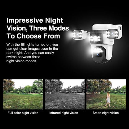 EVERSECU Solar Wireless Triple Lens WiFi PTZ Security Camera, Three Cameras in - Image 3
