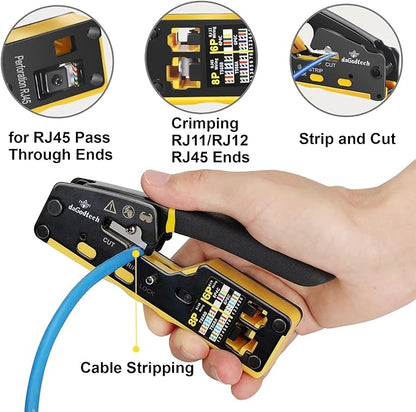 RJ45 Pass Through Crimp Tool Kit, 3-in-1 Ethernet Crimper - Image 5
