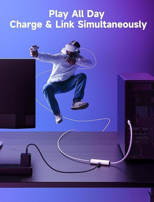 JSAUX Link Cable with 18W Charging 16ft, Compatible with Oculus Meta Quest 3S/ - Image 2