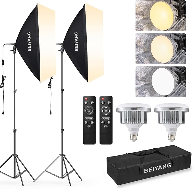 BEIYANG Softbox Lighting Kit, 2x20''x28'' Photography Soft Box by BEIYANG