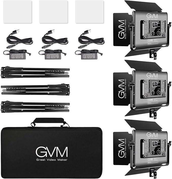 RGB Full Color LED Video Light, GVM 3 Pieces Photography Lighting Kit - Image 6