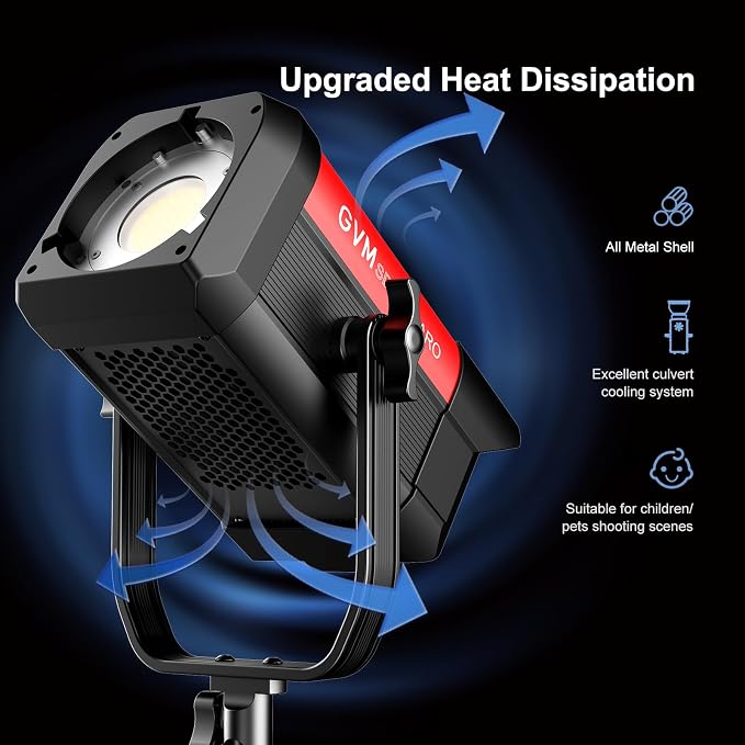 GVM 300W LED Video Light, 221950lux/1m, ARO SD300B Photography Lighting Kit - Image 6