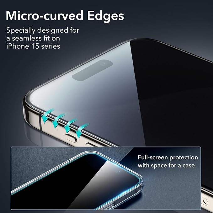 ESR 3+1 Pack for iPhone 15 Pro Privacy Screen Protector Set, Anti-spy - Image 3