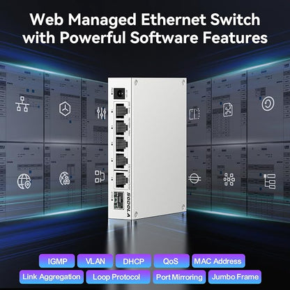 SODOLA 5 Port 2.5Gb Switch Managed, 5X 2.5G Base-T Ports, 1x 10G SFP+, Aluminum - Image 7