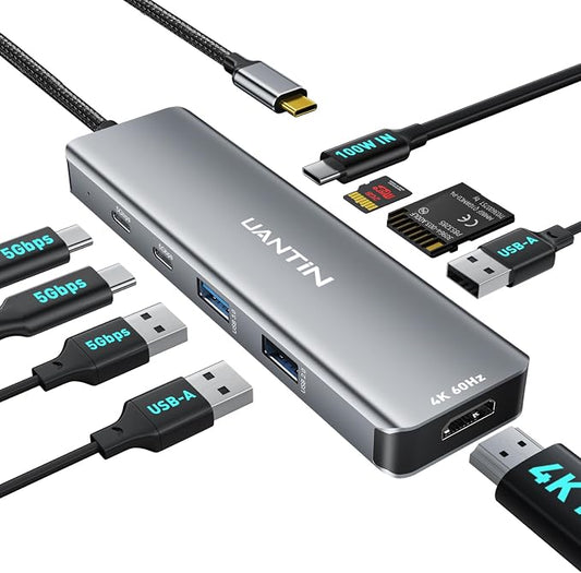 9-in-1 USB C Hub, 4K60Hz HDMI Multiport Adapter by UANTIN