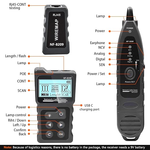 NF-8209 Network Cable Tester for POE Test/CAT5e/CAT6/CAT6a LAN Ethernet Wire - Image 7