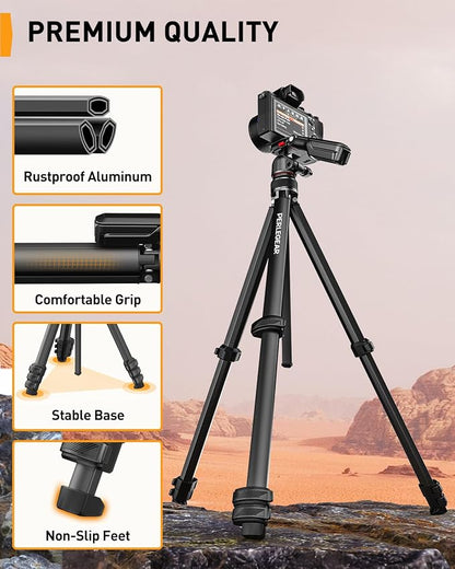 Perlegear Camera Tripod, 60″ Portable and Height-Adjustable, Travel Tripod - Image 6