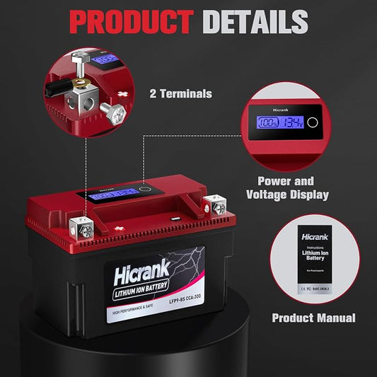 YTX9-BS, 2X Cranking Power, 5X Life, Lithium LiFePO4 Motorcycle Battery - Image 2