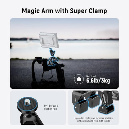NEEWER Super Clamp with 3" Dual Ballhead Magic Arm, Camera Phone Clamp Mount - Image 2