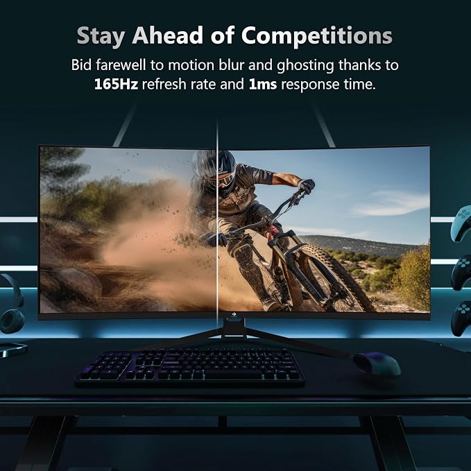 Z-Edge 34" Curved Gaming Monitor, WQHD 1440P 165Hz 144Hz PC Monitor, MPRT 1ms - Image 2