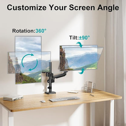MOUNT PRO Dual Monitor Mount for 13-32" Computer Screen, Tall Monitor Stands - Image 5