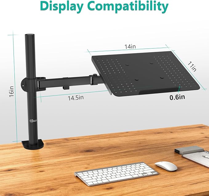 WALI Laptop Tray Desk Mount for 17inch Notebook, Fully Adjustable Laptop Arm up - Image 9