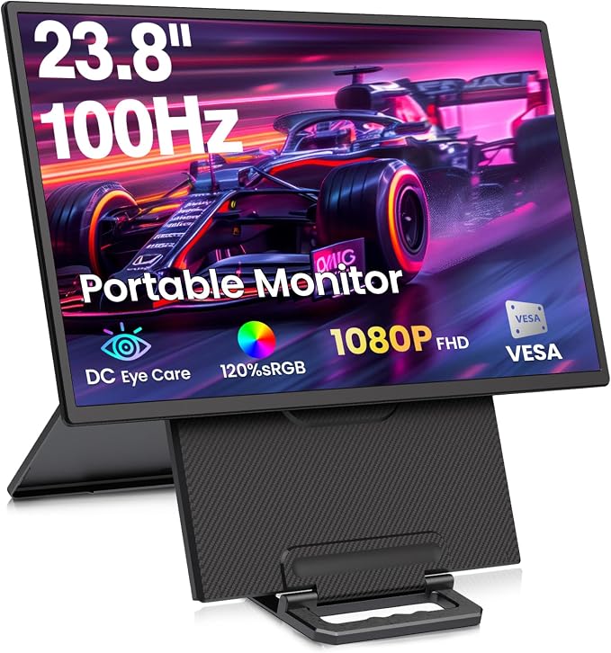 23.8'' Portable Monitor, FHD 1080P 100Hz IPS Laptop Screen Extender, USB-C HDMI by Redalf