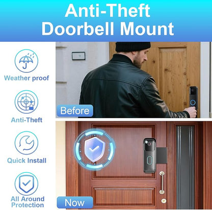 Anti-Theft Doorbell Mount for Blink Video Doorbell, Drill-Free Door Mount - Image 4
