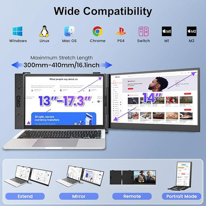 Laptop Screen Extender, Ultra-Thin 0.17" & 1.3lbs Lightweight, Plug & Play Dual - Image 7