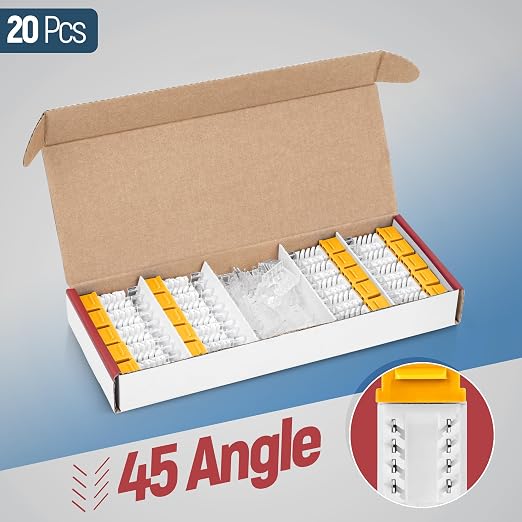 Everest 45° Angled RJ45 Cat6 Keystone Jacks 20-Pack in Yellow - Image 2