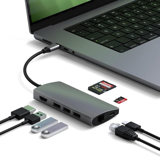 Satechi 8 in 1 USB C Hub Multiport Adapter V2, 4K HDMI, 115W USB C PD Charging by Satechi
