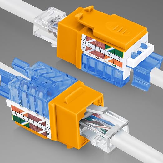 Everest 45° Angled RJ45 Cat5e Keystone Jacks 50-Pack in Yellow - Image 8